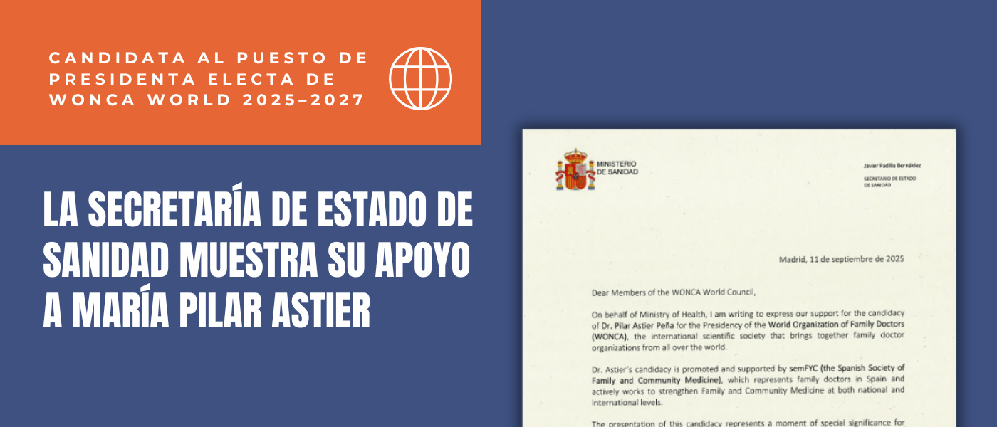 La secretaría de Estado de Sanidad apoya la candidatura de María Pilar Astier a la presidencia de WONCA World